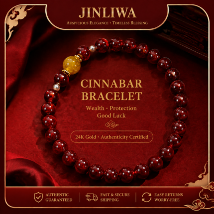 Cinnabar Amber 24k Gold Bracelet Tuya