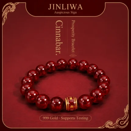 Cinnabar 999 Gold Clover Prosperity Bracelet Tuya