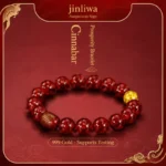 Cinnabar 999 Gold Hammered Prosperity Bracelet Tuya