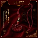 Cinnabar Floral Ruyi Lock Pendant Tuya